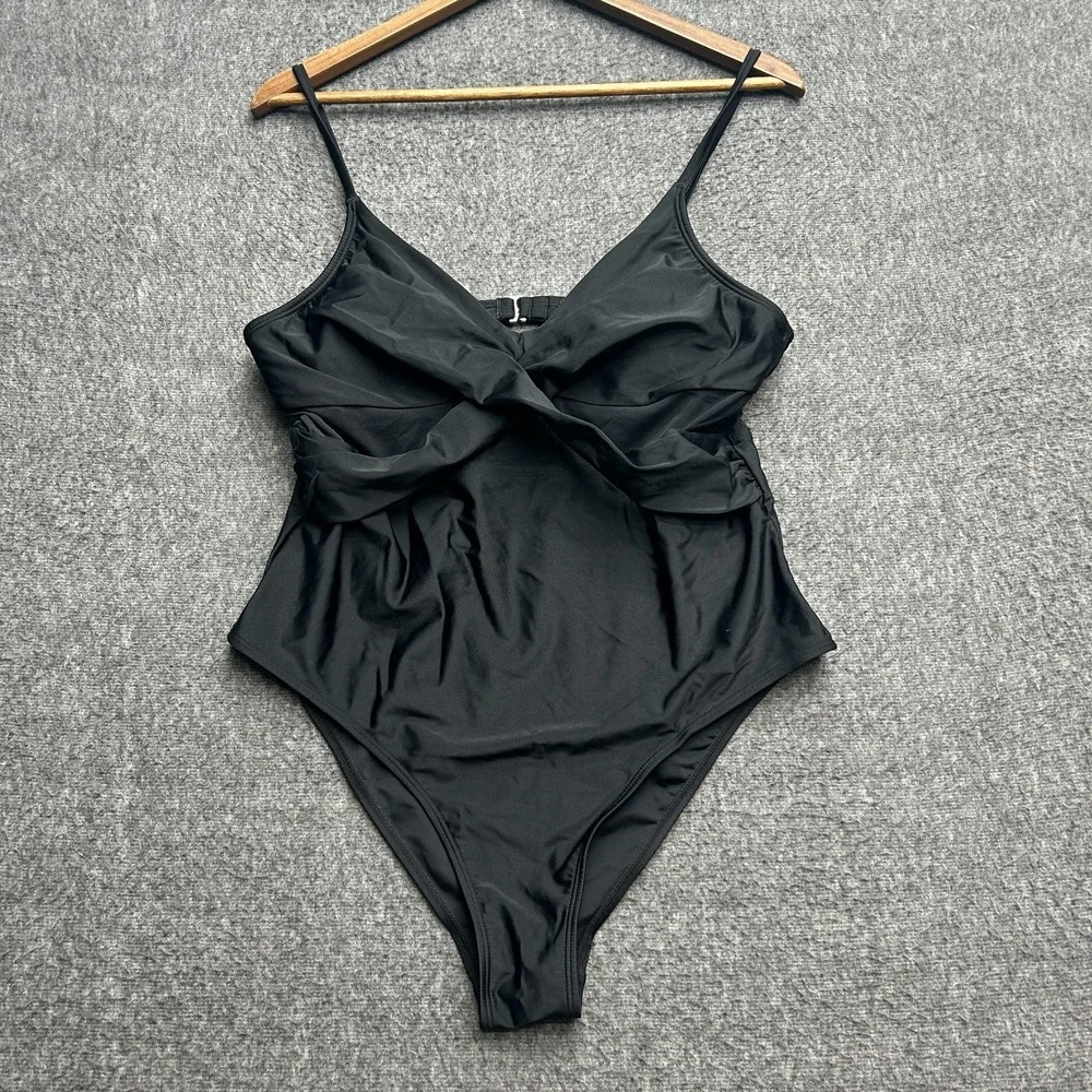 Cupshe Swimsuit‎ One Piece Large Black Hi-Leg Sheer Mesh